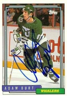 Autograph Warehouse 66880 Adam Burt Autographed Hockey Card Hartford Whalers 1992 Topps No. 283