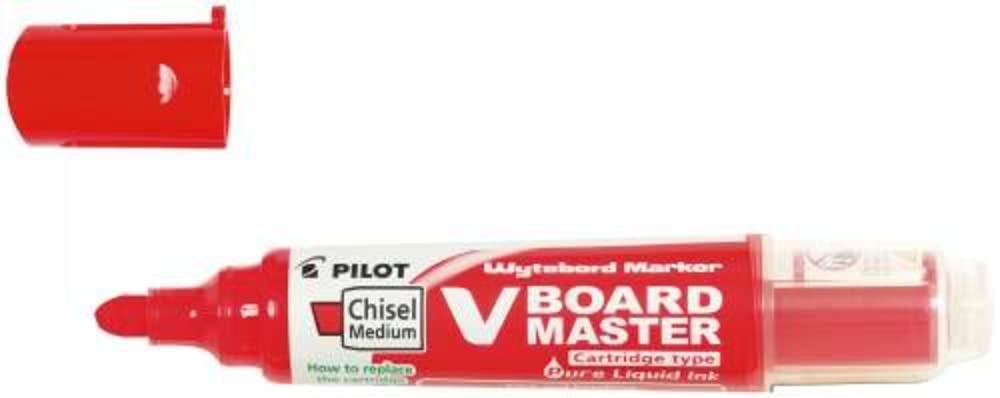 PILOT - BeGreen V Board Master Marker Refill - Recycled, 2.2-5.2mm Chisel Tip - 10 x Red