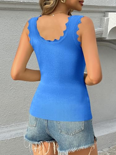 Image of Saodimallsu Womens Ribbed Knit Tank Top Summer Sleeveless Square Neck Casual Basic Slimming Sweater Vest Tops