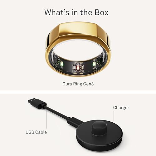 Oura Gen3 Heritage Smart Ring - Size 13, Gold | Sleep, Heart Rate And Fitness Tracking Wearable - Up To 7 Day Battery Life - Ios/Android Compatible - Size First With Oura Sizing Kit - 8