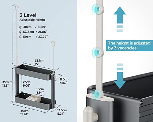Adovel Shower Caddy Hanging, 2 In 1 Shower Caddy Over Shower Head/ Door, Sturdy Bathroom Shelf Organizer With Adjustable Height, Never Rust, No Drilling, 4 Suction Cups (Grey) #TOP5