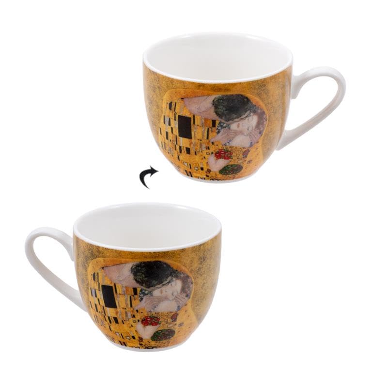 DRW Set von 6 Tassen mit Untertasse Kuss Klimt 100 ml 6,5 x 5 x 11 cm