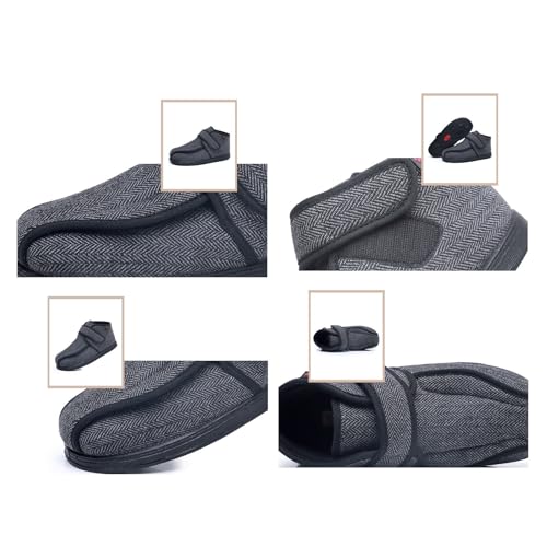 Elderly Men's Diabetic Shoes, Men's Winter Warm Thermal Fleece Lined Adjustable Diabetic Shoes, Surgical Easy Close Orthopaedic Shoe, for Elderly Arthritis Edema Swollen Feet Thumb4