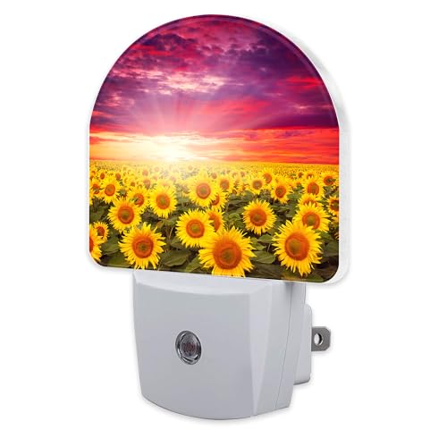 Image of Sunflowers with Sunset Night Light for Kids,Blooming Summer Sunflowers Night Light Plug in with Dusk to Dawn Sensor,0.5w Energy Saving Nightlight for Hallway Stairway Kitchen Bedroom