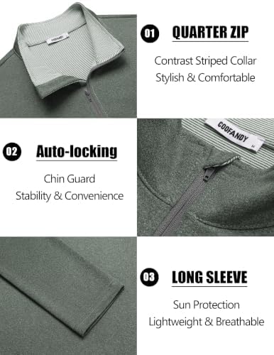 COOFANDY Golf Quarter Zip Pullover For Men Mock Neck Sweatshirt Long Sleeve - 4