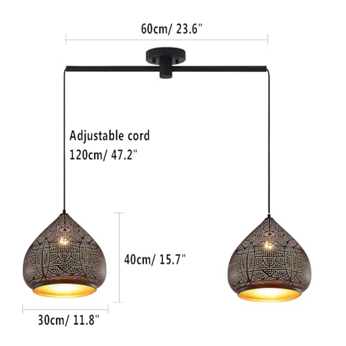 Image of Pendant Lights Kitchen Island, 2-Light Moroccan Dome Pendant Lamp