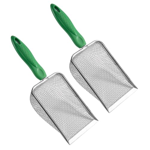 ZWTPGKRD Tamiz de suelo de jardín de acero inoxidable para reptiles, arena y sustrato de arena, pala de malla fina para ropa de cama, gatos, arena de jardín, tamiz de tierra