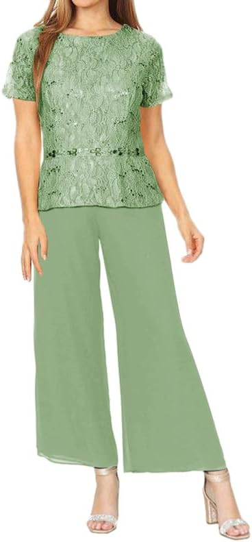 Mother of The Bride Pant Suits Lace Grandmother of The Bride Dresses Chiffon