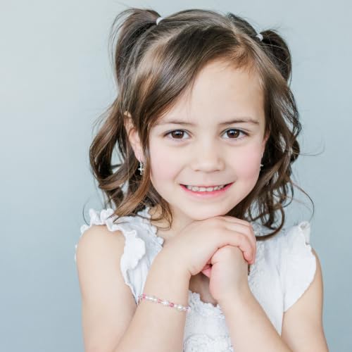 Image of Cherished Moments 925 Sterling Silver Charm Bracelet for Babies, Toddlers, Kids or Little Girls with Simulated Pearls, Pink Crystals and Heart, Gift for Birthday or Granddaughter