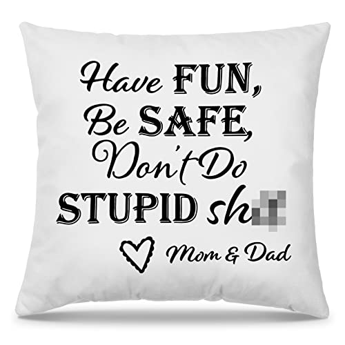 Mingnei Have Fun Be Safe Don't Do Stupid Throw Pillow Covers College Dorm Cushion Cover, Funny Graduation Gifts Home Couch Sofa Living Room Bed Decorative Pillow Cases 18 X 18 Pillowcase #TOP4