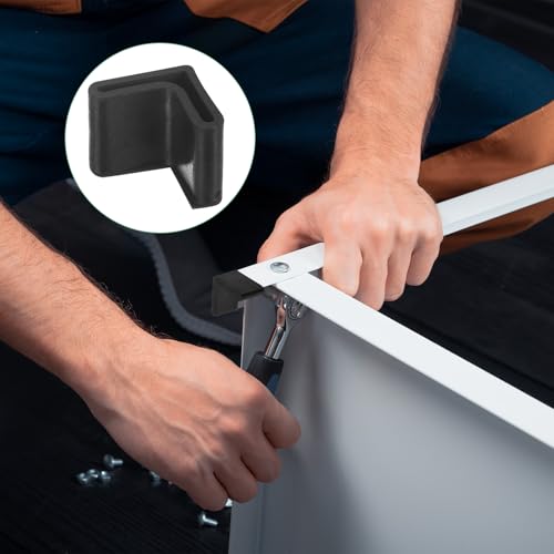Image of M METERXITY 8-Pack L-Shape Angle Iron Caps, 1 x 1 Rubber Anti Slip Leg Cover for Shelves /Table, Furniture Leg Cover Floor Protectors Angle Iron Foot Pads