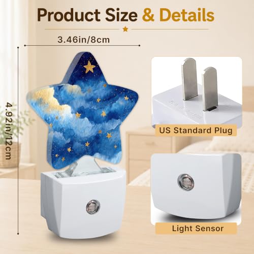 Image of Night Sky Plug in Star Night Light, Night Light with Sensor for Kids Nursery Bedroom, Decorative Soft Glow Lamp for Hallway Bathroom, Energy Saving