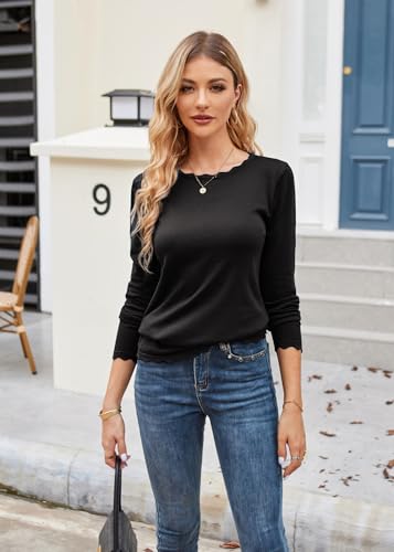 Image of GRACE KARIN Fall Sweaters for Women 2026 Long Sleeve Crewneck Business Casual Tops High Stretchy Knit Fitted Pullover Sweater