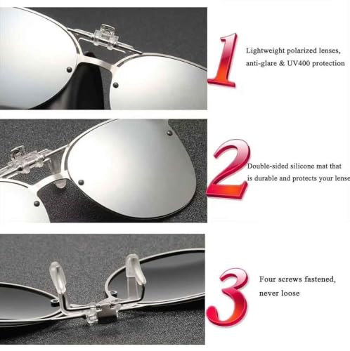 Image of Polarized Clip on Sunglasses over Prescription Glasses Anti-Glare UV Protection Cat Eye Flip up Clip-on Eyeglasses