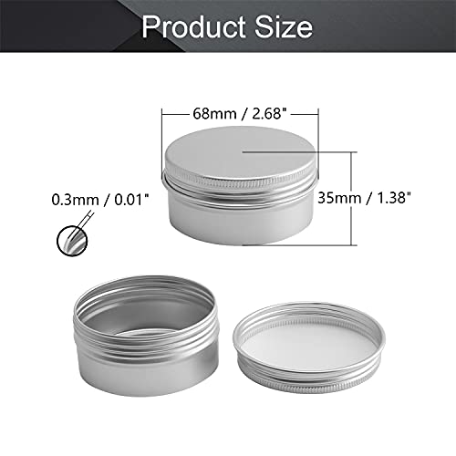 Image of Othmro 6Pcs 2.7oz Round Metal Tins Aluminum Tin Cans Jar Refillable Containers 80ml Tin Cans Tin Bottles Containers with Screw Lid for Salve Spices Lip Balm Tea Candies Silver 68x35mm