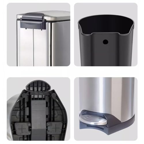YANG11FAN Abfalleimer Fingerabdruckresistenter Mülleimer aus Edelstahl, freihändiger Küchen-Mülleimer mit sanft schließendem Deckel, Fußpedal und Inneneimer for das Home Office Mülleimer(50L) – Bild 7