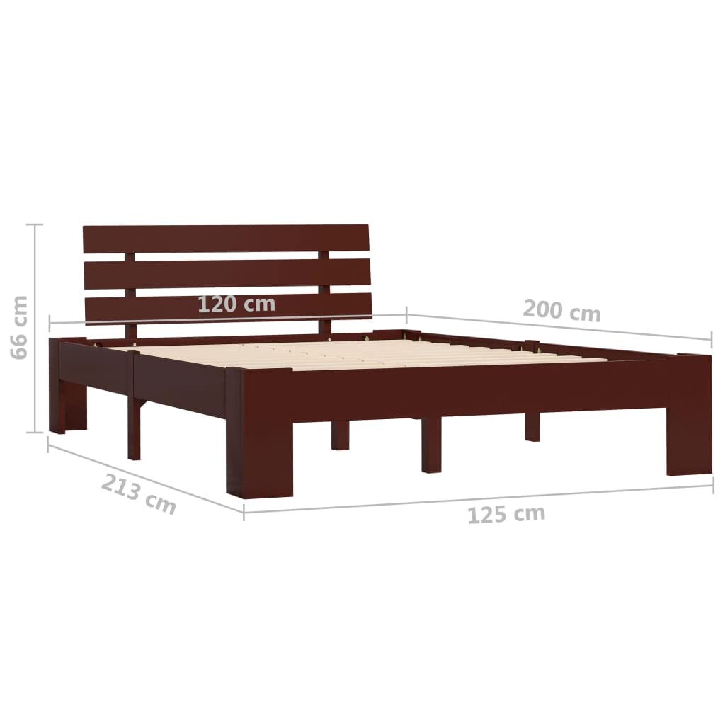 -Structure de lit sans Matelas en pin Massif Marron foncé 120x200 cm-