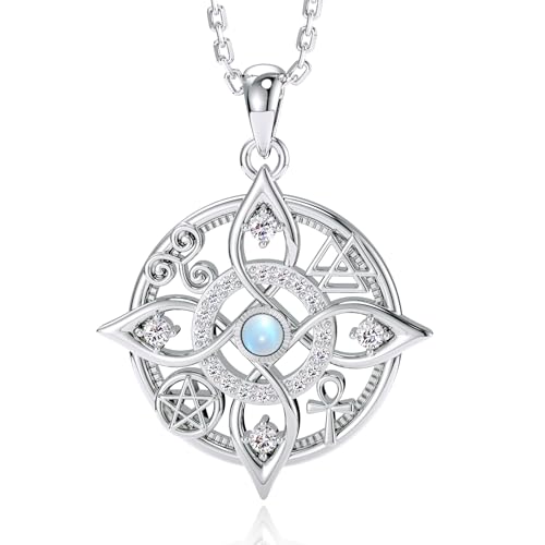 HOTIE 925 Sterling Silver Witch Knot Necklace with...