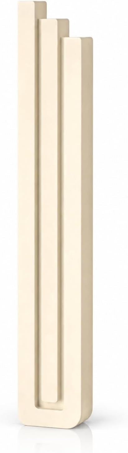 Mezuzah Case – Shin-Shaped Design Black Aluminum (1, Beige-Cream)