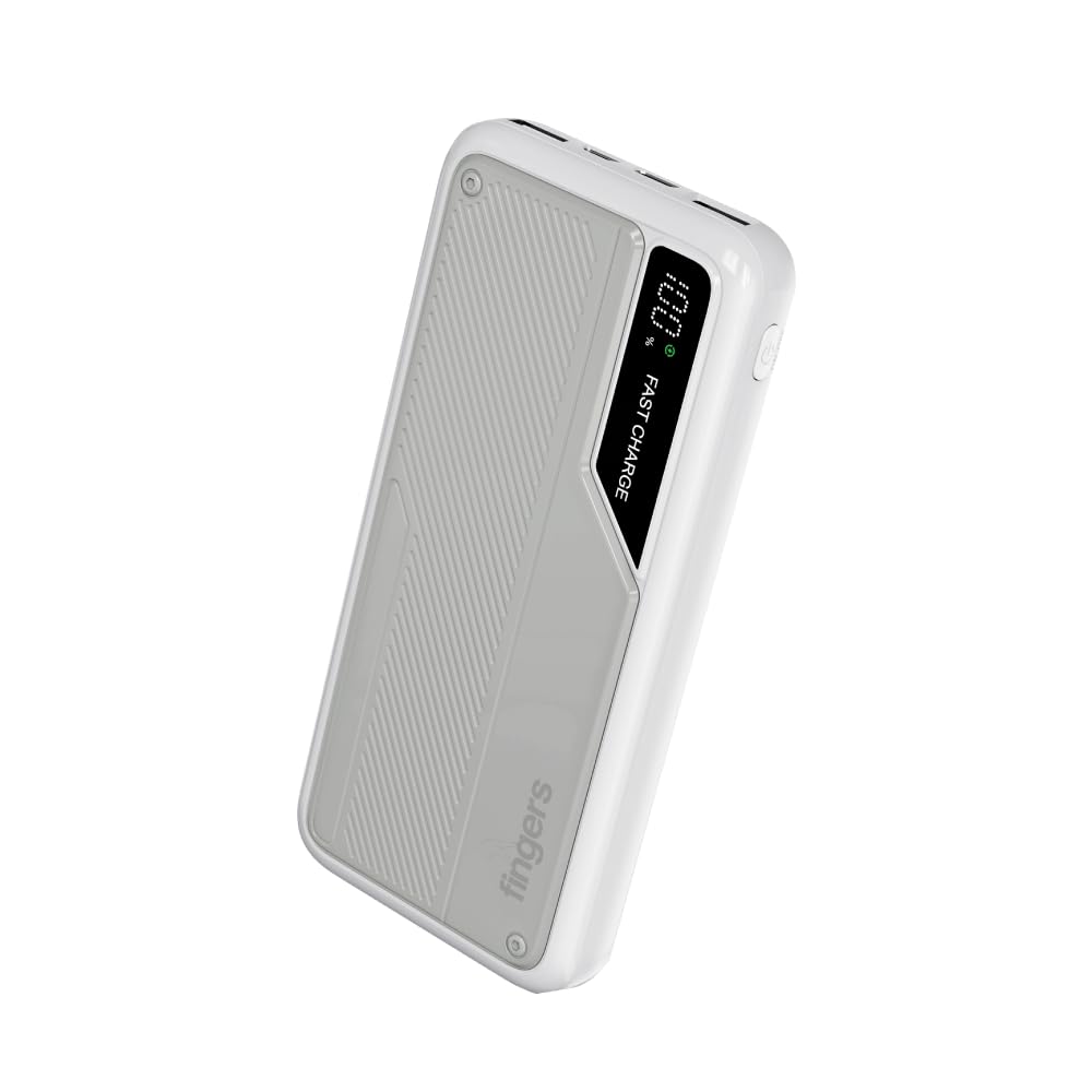 FINGERS Fuel-K3 Power Bank (10,000 mAh Li-Polymer, Built-in Type-C & Lightning Cables, AI-Powered, 22.5W PD & QC Fast Charging, 5 Outputs & 2 Inputs, Digital Display) – Rich Grey-image-34
