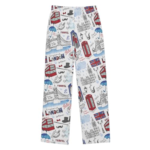 ZZXXB London Tower Bridge Boys Long Pants Soft Trousers Elastic Waist Kids Lounge Bottoms with Pockets S-XL - Main Image
