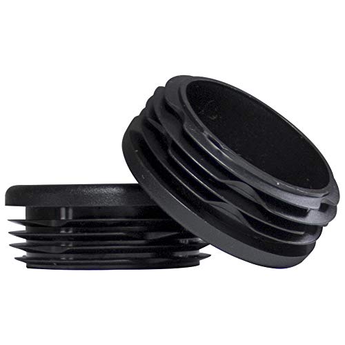 Image of Prescott Plastics 2 inch (50.8mm) Outer Diameter Ribbed Plastic Hole Caps, Round Black Metal Tubing End Caps, Strong Furniture Leg Inserts, Impact & Weather Resistant, Made in The USA - 20 Pack