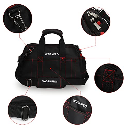Workpro 16-Inch Close Top Wide Mouth Tool Storage Bag With Water Proof Rubber Base, W081022A, 16" #TOP2