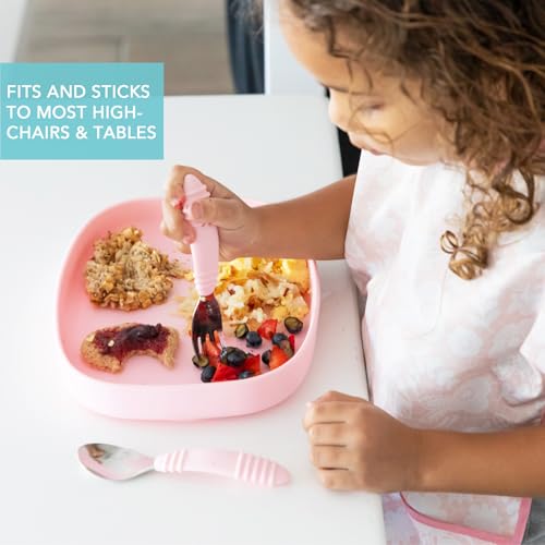 image for Bumkins Toddler and Baby Suction Plate, Silicone Grip Dish Large Tray 