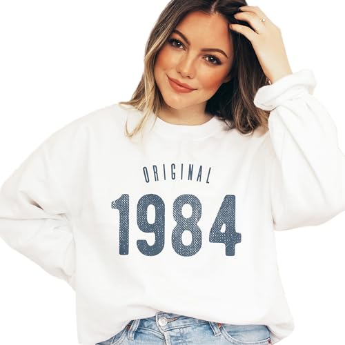 Original 1984 Sweatshirt, 40th Birthday Gift, Birthday Gifts For Women, 1984 Birth Year, 40 Years Distressed Number Shirt, Unisex Birthday Crewneck Sweatshirt3
