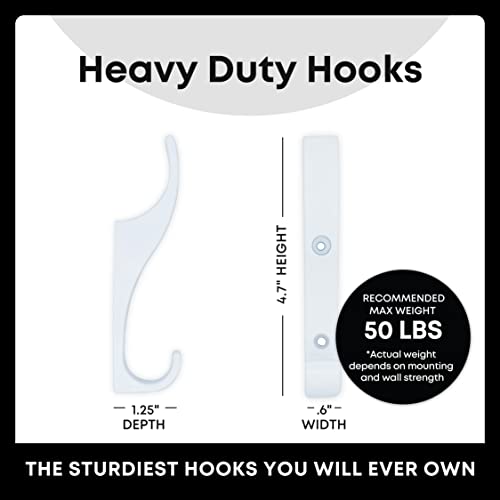 Toughook Heavy Duty Hooks For Hanging Coats, Jackets, Briefcases, Keys, Purse, Robe - Unbreakable Wall Mounted Coat Hook Holds Up To 50 Pounds - Perfect For Home, Office, Bathroom | White, 10 - Pack #TOP5