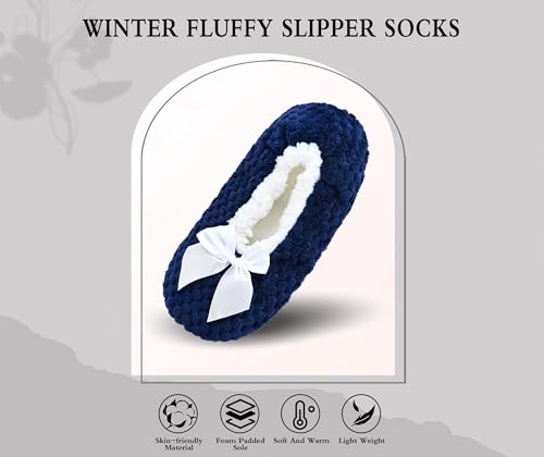 Image of Keyela Women Cozy Warm Slipper Socks, Non Slip Gripper Indoor House Socks | Soft warm cozy fabric, gripper anti-slip bottom for bedroom, lounge and all indoor daily use