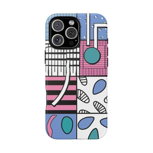 Coque iPhone 16 Pro Max rigide mate motif abstrait géométrique rose