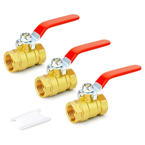Image of GASHER 3PCS 1 /2 Inch Brass Mini Ball Valve, Shut Off Valve, 1 /2 Inch FNPT Thread Pipe Fitting