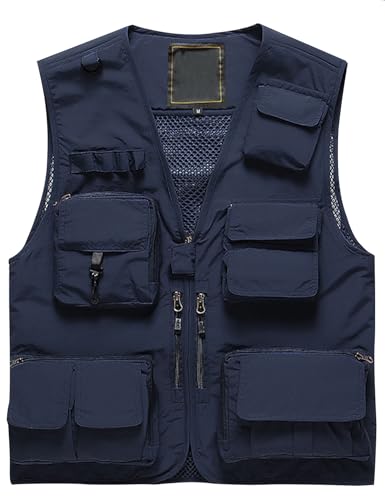 Flygo Men's Casual Multi-Pocket Outdoor Utility Fishing Photo Safari Work Travel Vest