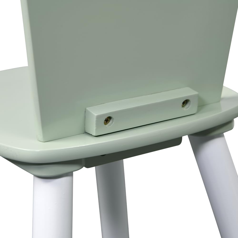Kesper Tavolo per bambini con due sedie, legno di ingegneria, bianco, verde, 55 x 55 x 45 cm