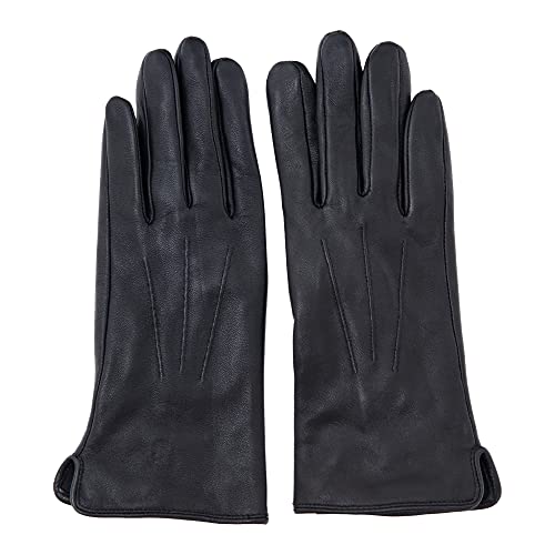 NF NITZSCHE fashion - Lederhandschuhe für Damen - Winter-Handschuhe aus Leder - 100% Schaf-Nappa - elegant - warme Handschuhe - schwarz und braun (Schwarz, 7.5) Cover