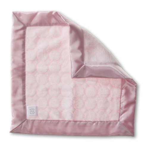 SwaddleDesigns Baby Lovie, Small Security Blanket, Puff Circles with Satin Trim, Pastel Pink