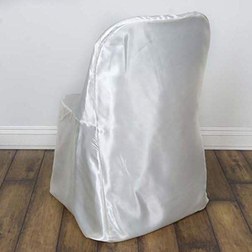 Miniatura 2 de Tableclothsfactory 10 fundas para sillas plegables de satén brillante marfil para eventos, bodas, fiestas, banquetes y catering