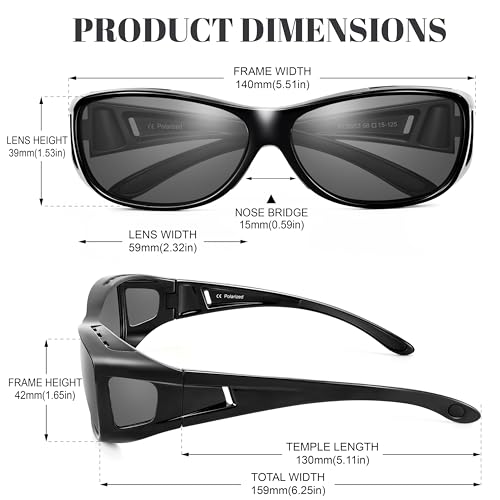 Polarized Sunglasses Fit Over Glasses, Wrap Around Sunglasses UV400 Protection for Men Women3