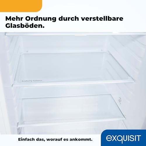 Foto von Exquisit Kühlschrank KS16-V-040E weiss | insgesamt 127 l Volumen | Weiß | Freistehend | Kühlen | Glasablagen und Gemüsefach | Türanschlag wechselbar