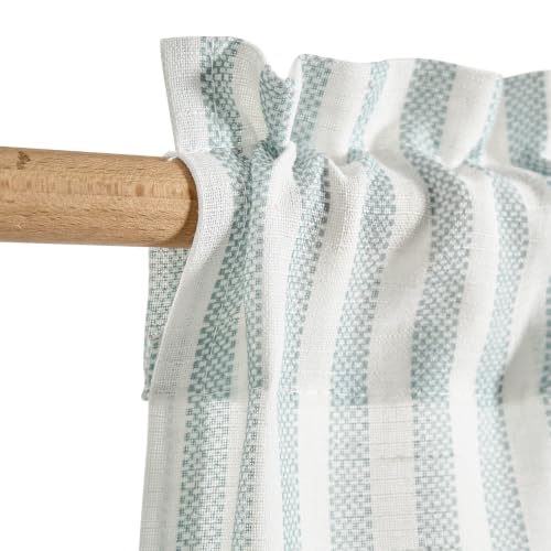 TOPICK Scheibengardinen Streifen Bistrogardine 1Stück H40xB125 Weiß Blau – Ansicht 3