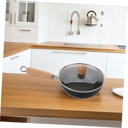 Wok de hierro fundido IMIKEYA con tapa y mango de madera miniatura 6