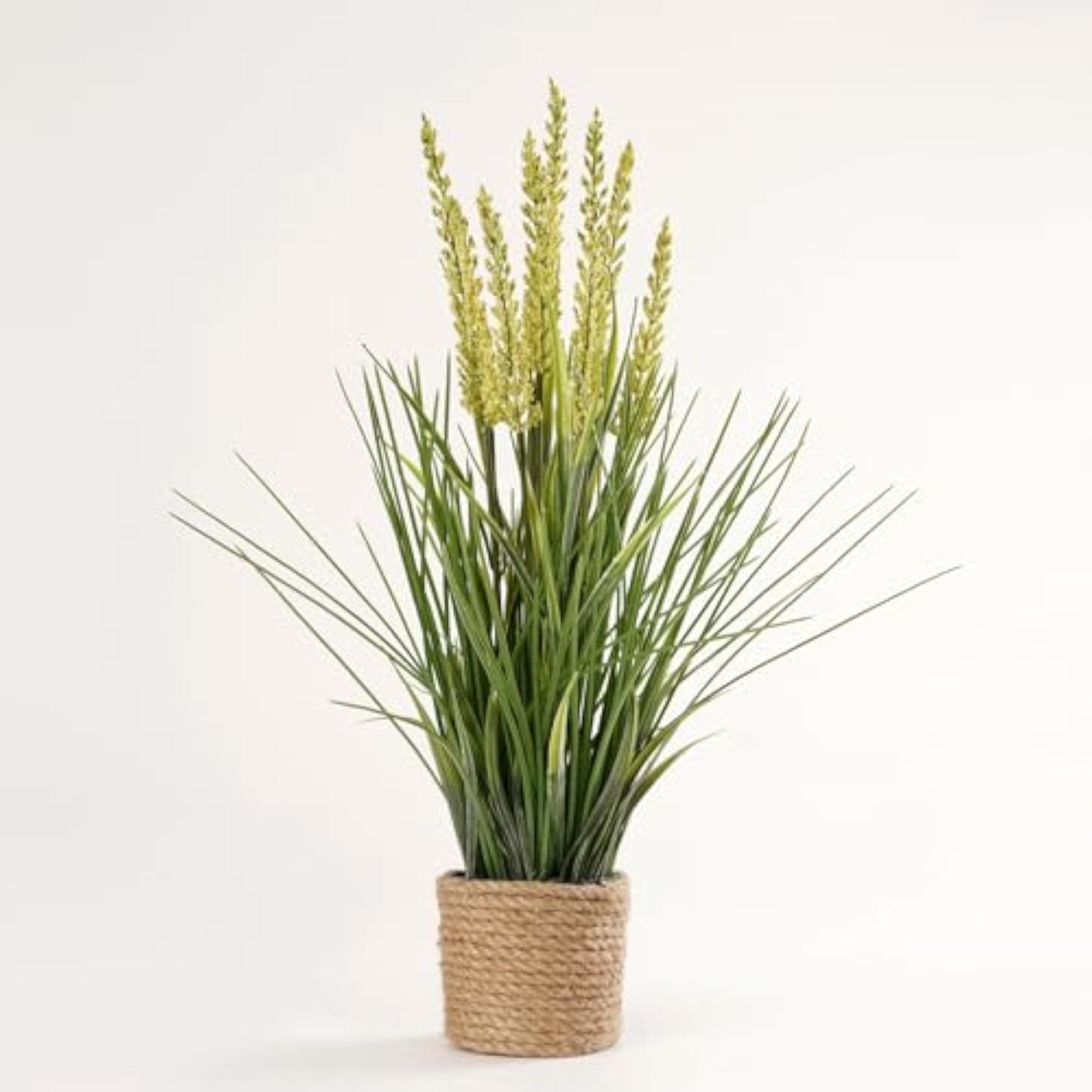 Green Artificial Reed Flower in Rattan Basket