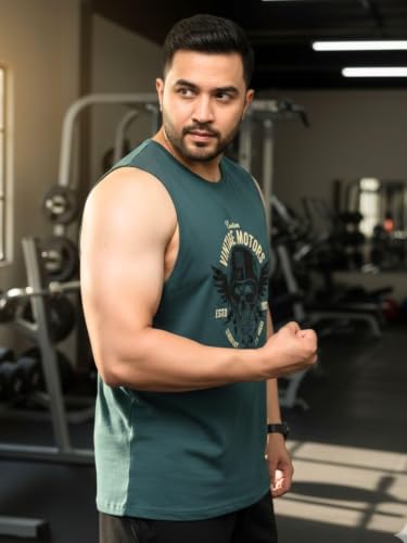 Image of Rigo Stylish Cotton Printed Vest for Men | Round Neck,Regular Fit, Sleeveless T-Shirt Vest for Men | Casual Innerwear Sando for Men & Boys - Perfect for Workouts Gym, Vacations, and Beaches