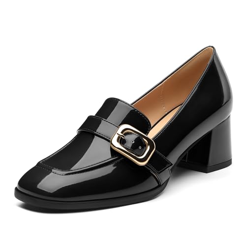 Women's Closed - Toe Loafers with Chunky Heel, All - Weather Solid Dress Pumps for Work and Daily Wear