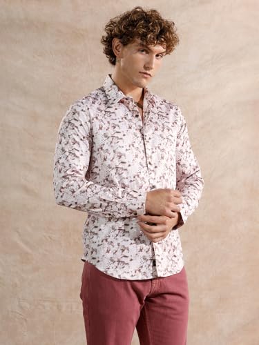 Image of WROGN Men's Printed Cotton Satin Shirt | All Over Print | Slim Fit