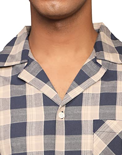 Image of B STORIES Men's 100% Cotton Full Sleeve PJ Set - Checkered Nightwear Set | Soft Loungewear | Comfortable Sleepwear | Stylish Casual Home Wear Shirt & Pant (S-XXL)