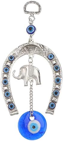 Garneck Blue Evil Eye Ornament Elephant Lucky Car Charms Turkish Horseshoe Hanging Good Luck Blessing Gift for Home Car