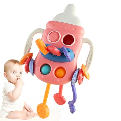 ひもを引くおもちゃ, 哺乳瓶の形の旅行用おもちゃ, 耐久性のある安全なかわいいインタラクティブクリエイティブモンテッソーリ引き紐おもちゃ 6-12 ヶ月の赤ちゃん用 Youxi