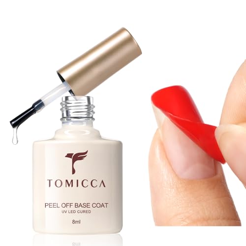 TOMICCA Peel Off Base Coat UV Gel Soak Off UV/LED Nagellack Unterlack fur Nail Art Design Nägel Maniküre Kit für Nagelstudio DIY Home 8ml
